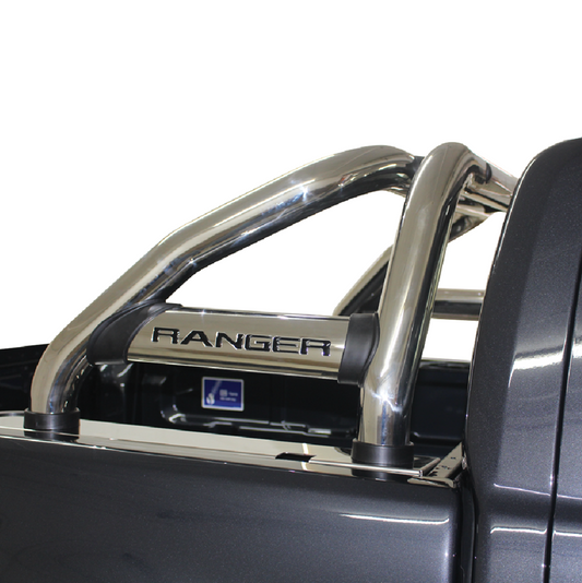ARTAV - Ford Ranger T6 Facelift Sports Bar Stainless (Black Base Plates) - 150043T