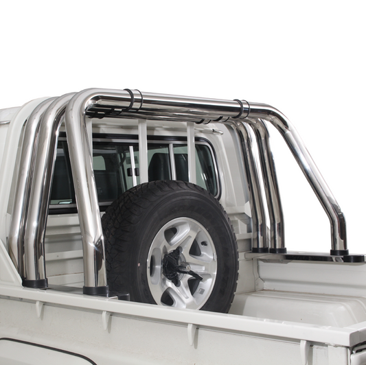 ARTAV - Toyota Landcruiser 70 Series Triple Styling Bar Stainless (Black Base Plates) - 90021T