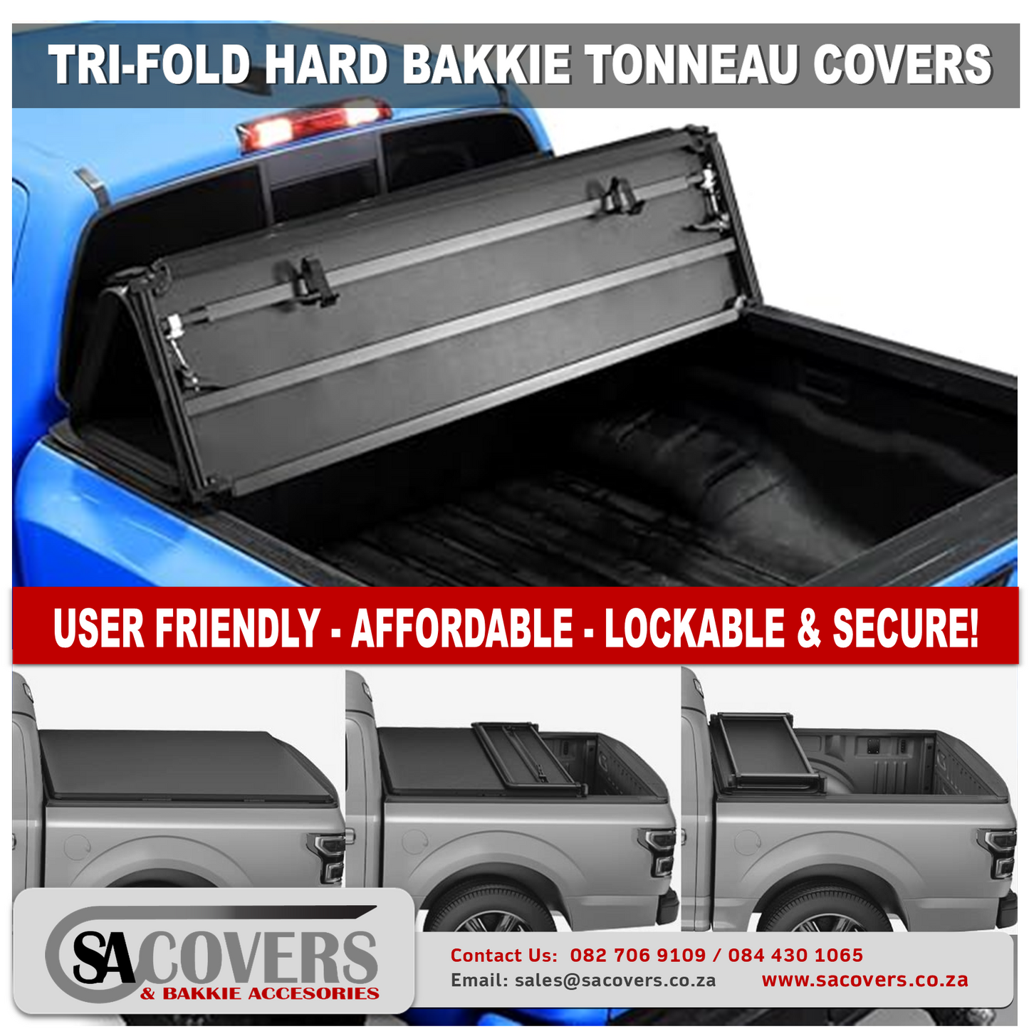 Trifold Hard Lockable Bakkie Tonneau Covers GWM P Series