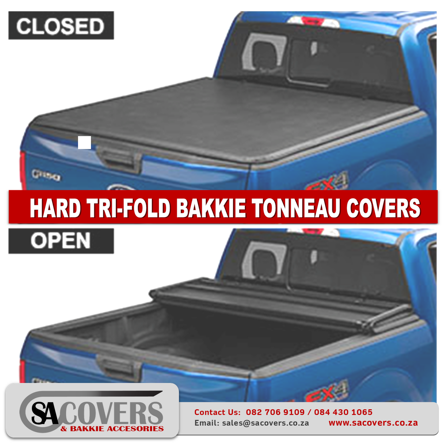 Trifold Hard Lockable Bakkie Tonneau Covers Toyota Hilux
